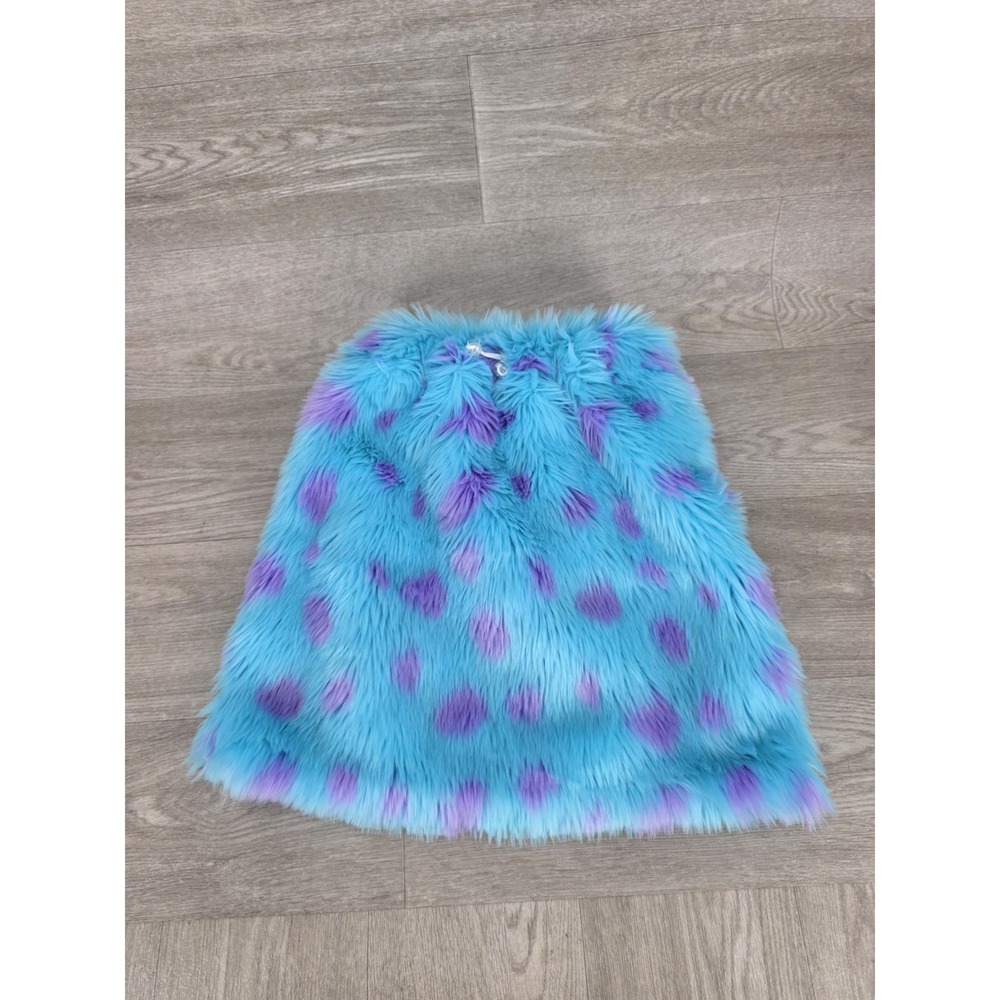 Space Island Faux Fur Mini Skirt Womens M Blue Purple Rave Festival Y2K Fuzzy